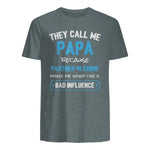 Funny Grandpa Papa Partner in Crime Dad in Dark Heather - back view