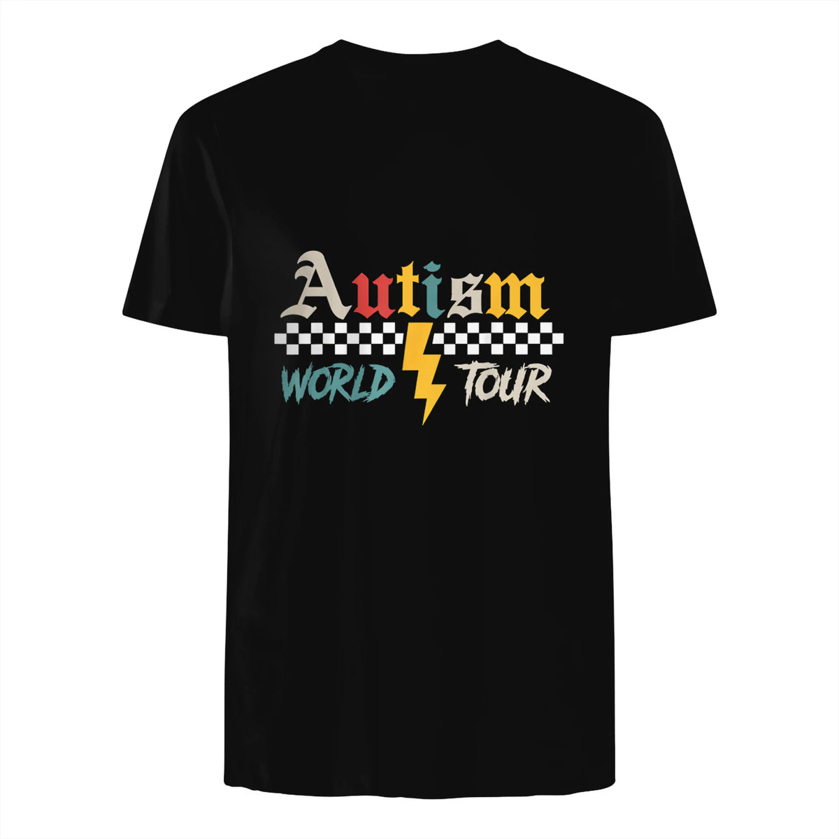 Autism Awareness World Tour Be Kind Two-Sided T-Shirt in Black - back view