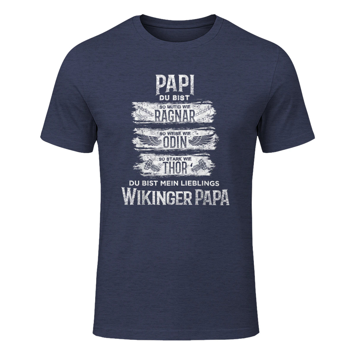 Wikinger Papa Vater Ragnar Thor Odin in Heather Navy - front view