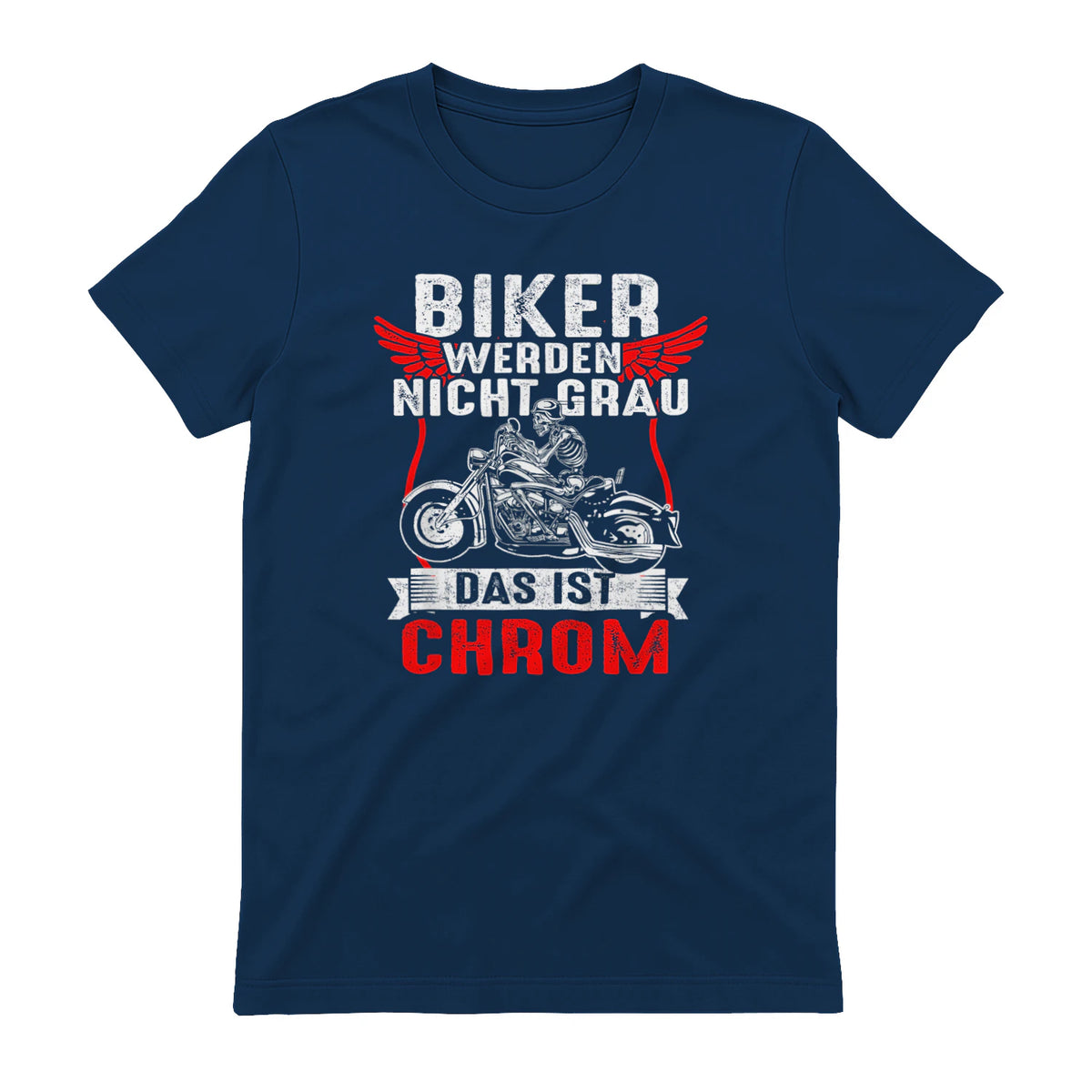 Biker Werden Nicht Grau Das Ist Chrom Motorradfahrer Biker in Navy - back view