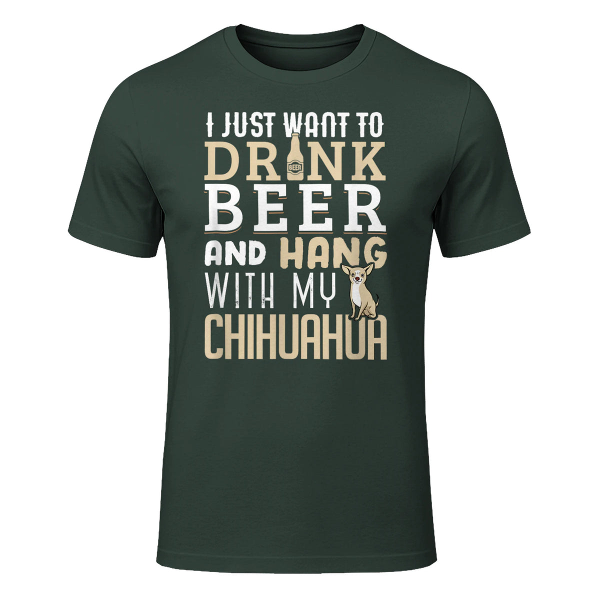 Drôle fête des pères amoureux des chiens Chihuahua Papa Shirt in Forest Green - front view