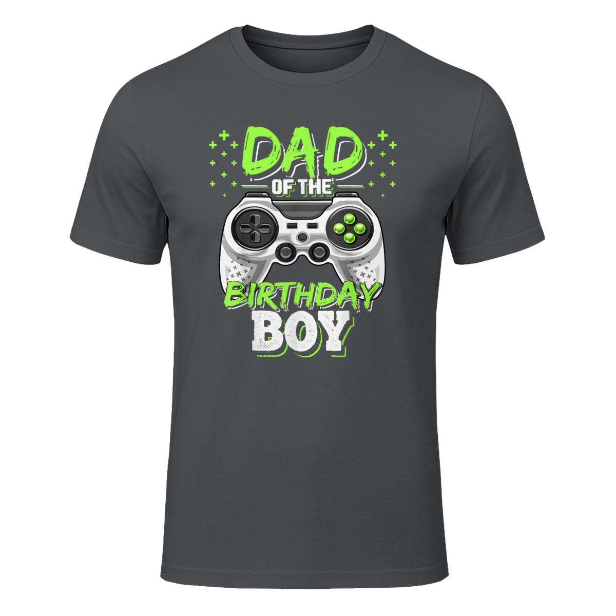 Dad of The Birthday Boy Matching Video Gamer Birthday Party in Charcoal - front view