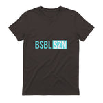 BSBL SZN Baseball Season Game Day Boys Girls Youth T-Shirt in Dark Chocolate - back view