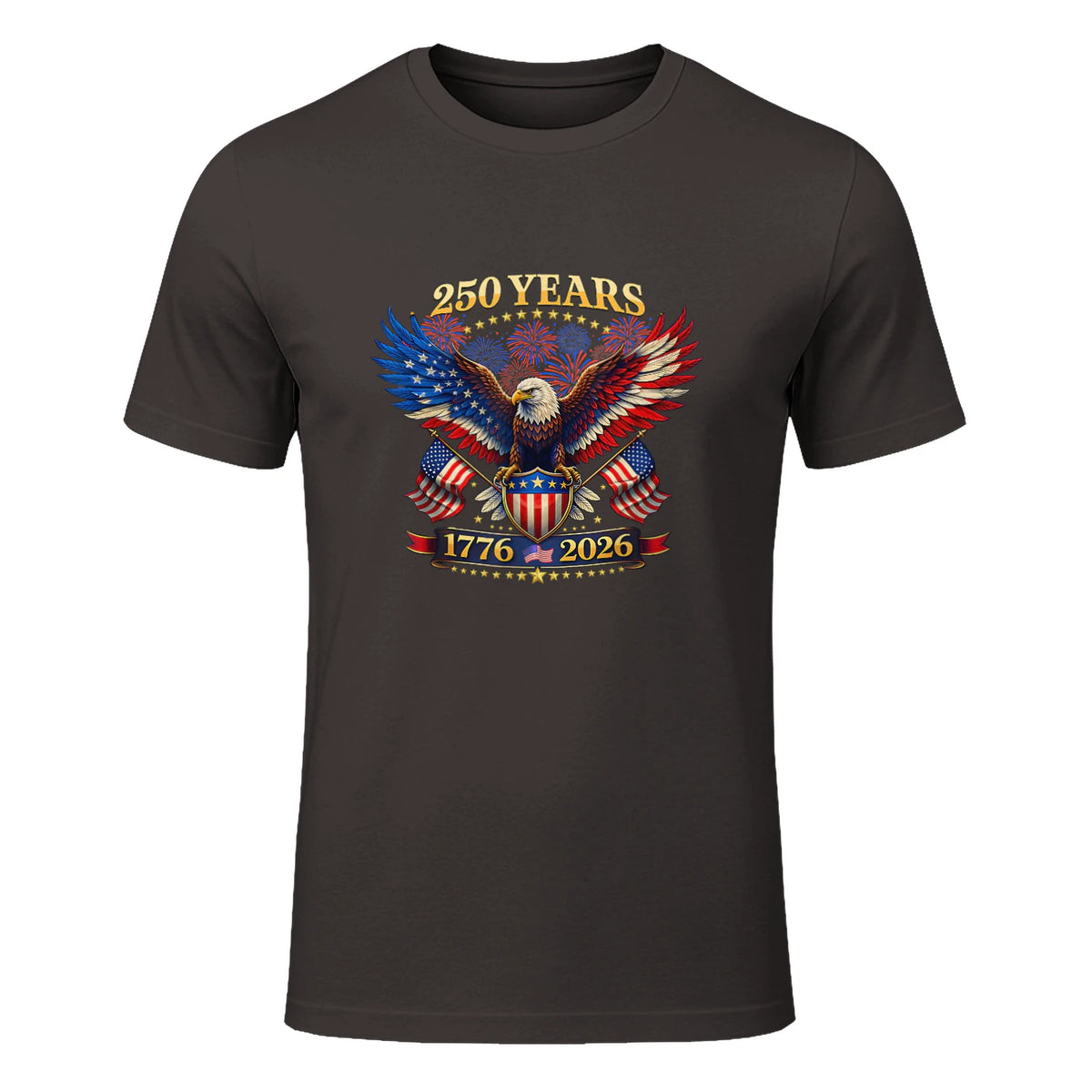 American Independence Day Anniversary T-Shirt in Dark Chocolate - front view