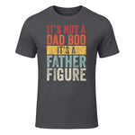 Mens It's Not A Dad Bod It's A Father Figure, Funny Retro Vintage,Short Sleeve in Charcoal - front view