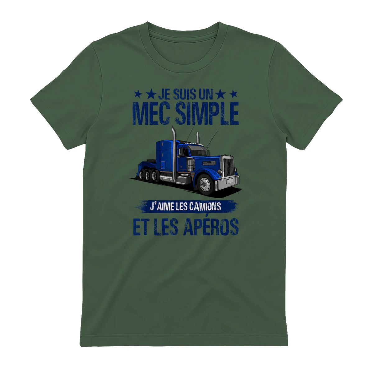 Camion et Routier, mec Simple, Chauffeur Poids Lourds in Military Green - back view