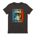 Nouveau Papa Nouvelle Naissance Annonce Gamer Humour T-Shirt in Dark Chocolate - back view