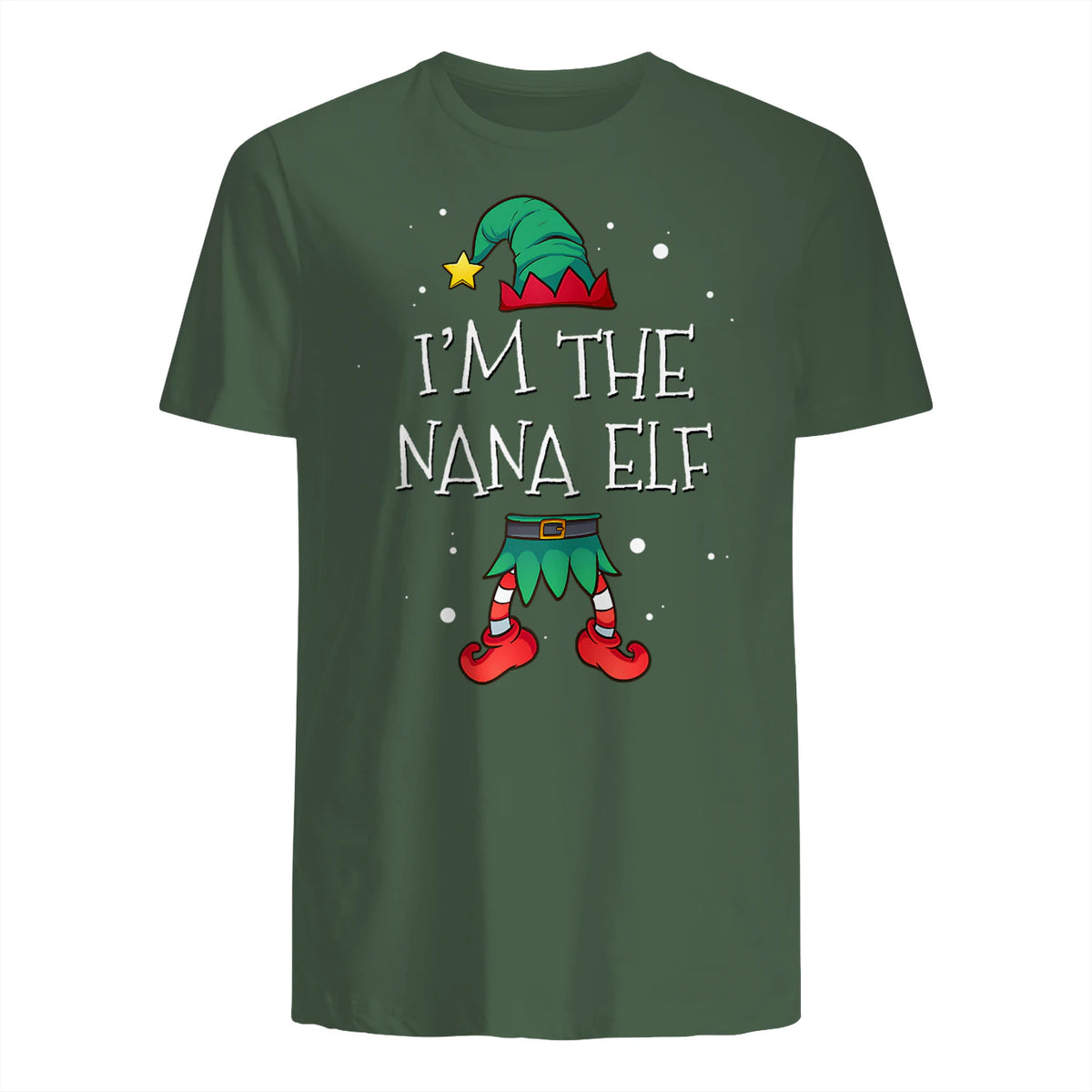 I'm The Nana Elf Shirt Matching Family Outfits Christmas in Military Green - back view