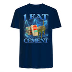 I Eat Cement Funny Cat Meme Internet Memes Funny Memes Gen-Z T-Shirt in Navy - back view