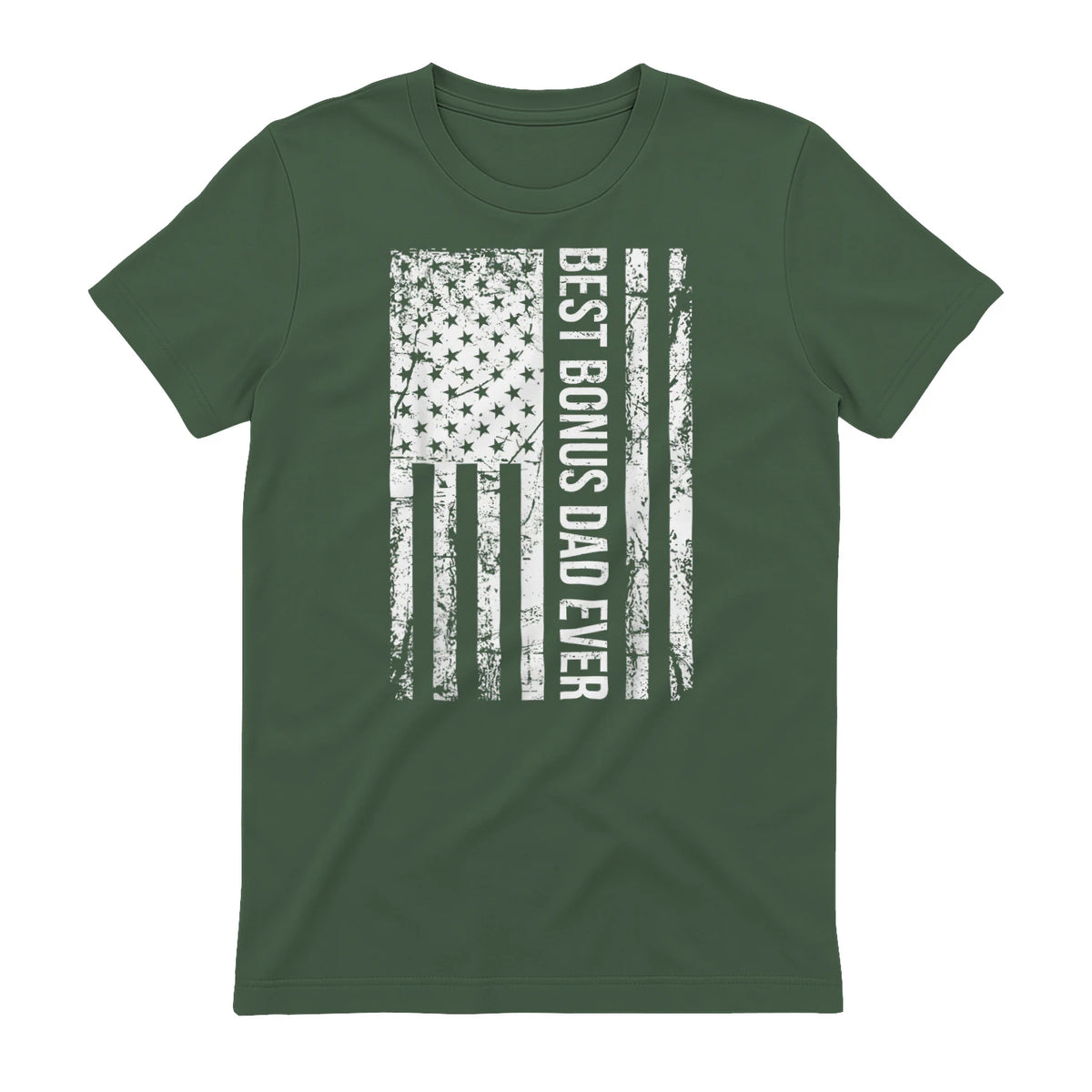 Step Dad Best Bonus Dad Ever For Stepdad American Flag in Military Green - back view