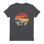 Pack A Punch Women's Retro Cat Graphic T-Shirt - Black, Short Sleev in Charcoal - back view