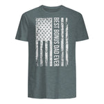 Step Dad Best Bonus Dad Ever For Stepdad American Flag in Dark Heather - back view