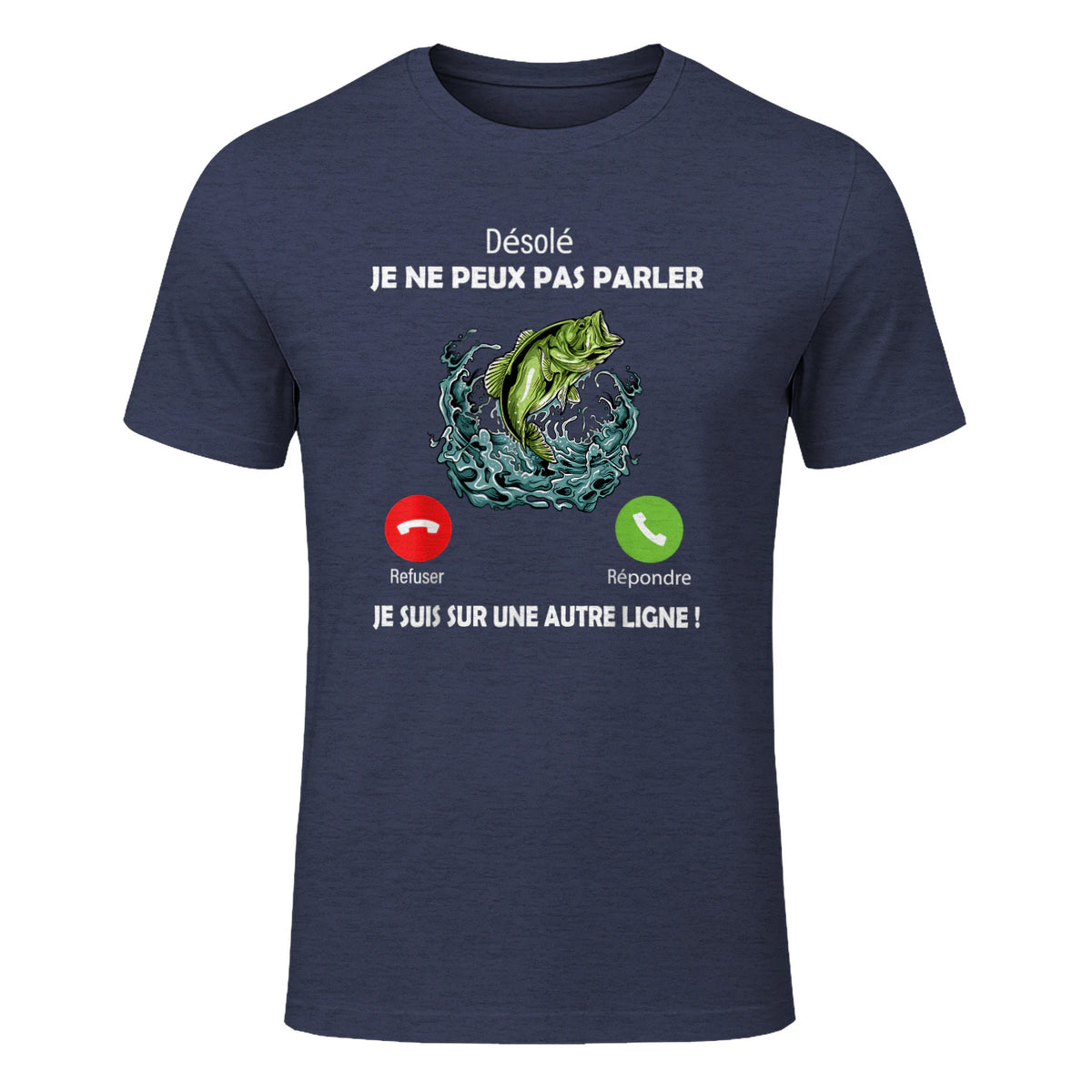 Désolé, Je suis sur Une Autre Ligne Pêche pour Pêcheurs Papa in Heather Navy - front view