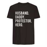 Husband daddy protector hero T Shirt cool father dad tee in Dark Chocolate - back view
