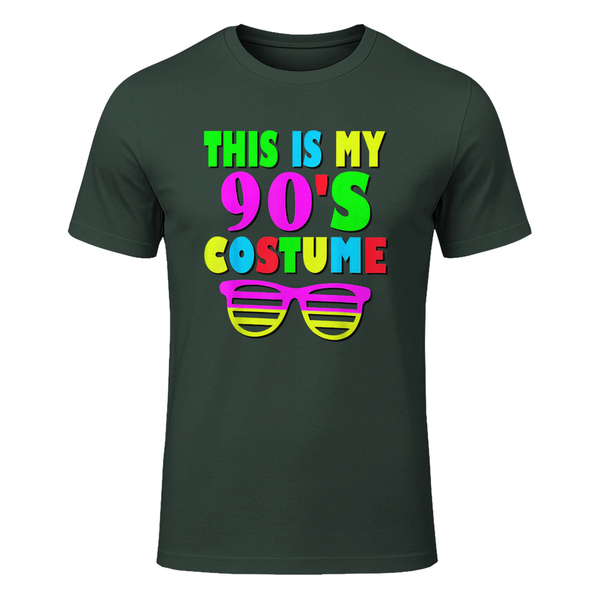 This Is My Nineties Costume Party T-Shirt in Forest Green - front view