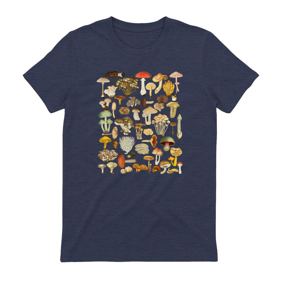 Mushroom Shirt Mycology Fungi Foraging Mushroom Whisperer in Heather Navy - back view