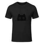 Chemise avec motif de chat dans une poche pour enfants, femmes, hommes, amoureux des chats in Black - front view