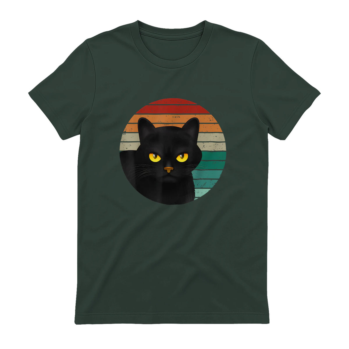 Chats Vintage Cat I Style rétro Chats noirs in Forest Green - back view