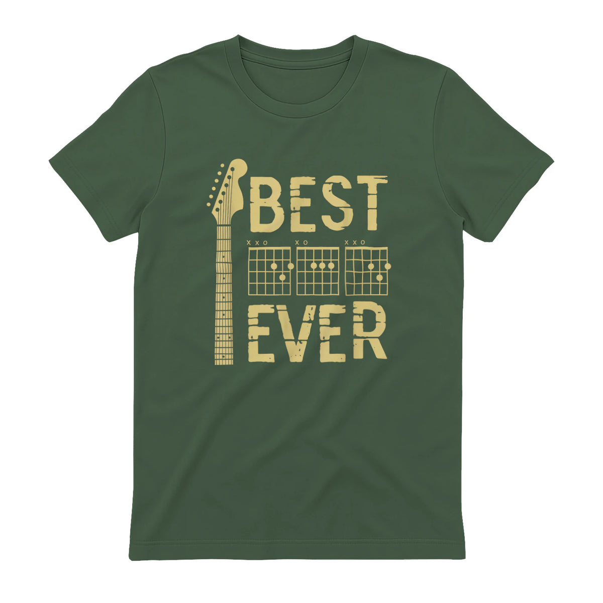 Best Dad Ever Guitar Chord T-Shirt in Military Green - back view