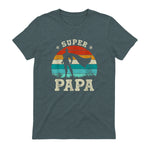 Fête des Pères Meilleur Père Humour Retro Super Papa Parfait in Dark Heather - back view