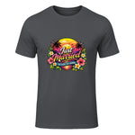 Couple de Jeunes mariés drôle Just Married Tropical Honeymoon in Charcoal - front view