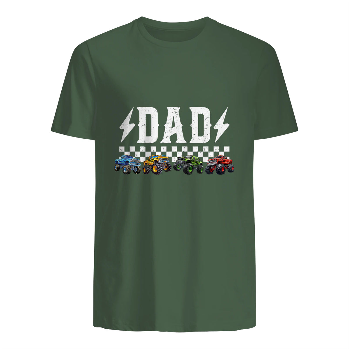 Dad Retro Monster Truck T-Shirt in Military Green - back view