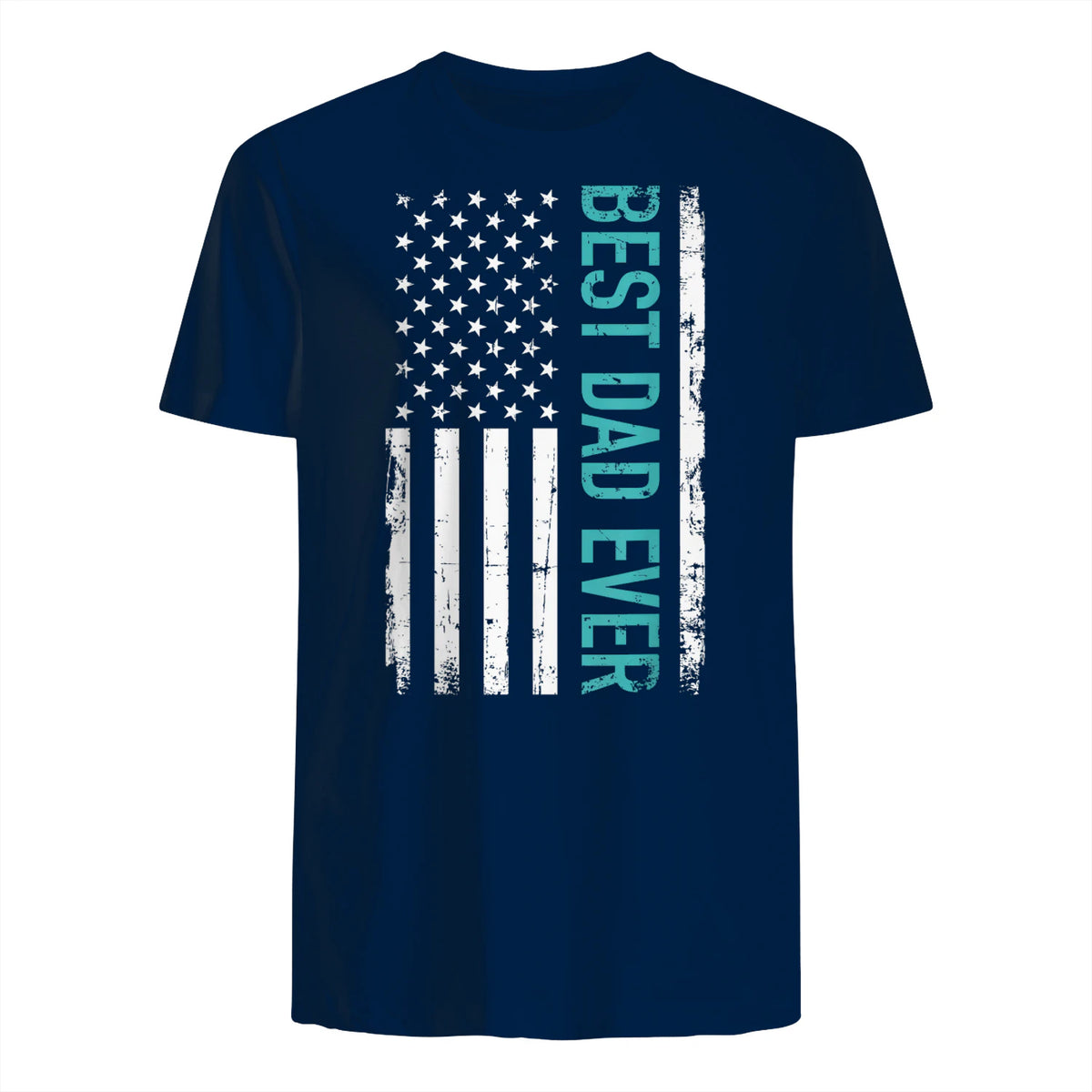 Father's day Best dad ever with US american flag Short Sleeve in Navy - back view