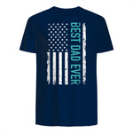 Father's day Best dad ever with US american flag Short Sleeve in Navy - back view