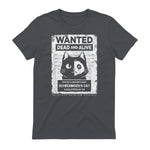 Schrödinger's Cat Wanted Dead And Alive Physics Physicist T-Shirt in Charcoal - back view