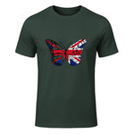 Union Jack Butterfly Butterflies Flag Wings British UK Flag in Forest Green - front view