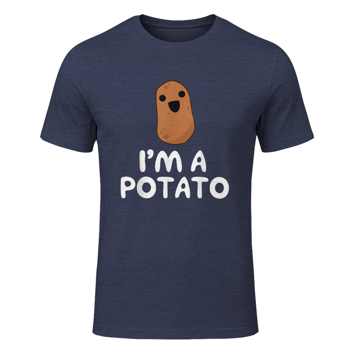 I'm A Potato - Funny Potato Shirt, Vegetable Food Gag Gift in Heather Navy - front view