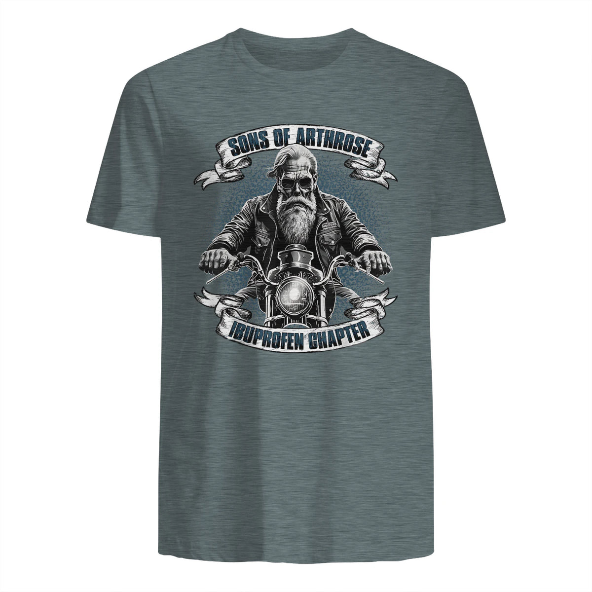 Lustiger Biker Spruch für den alten Mann - Sons of Arthrose - Ibuprofen Chapter Biker Motorradfahrer für ältere in Dark Heather - back view