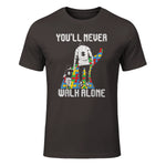 Vintage Father Son Family Autistic Kids Autism Awareness Dad in Dark Chocolate - front view