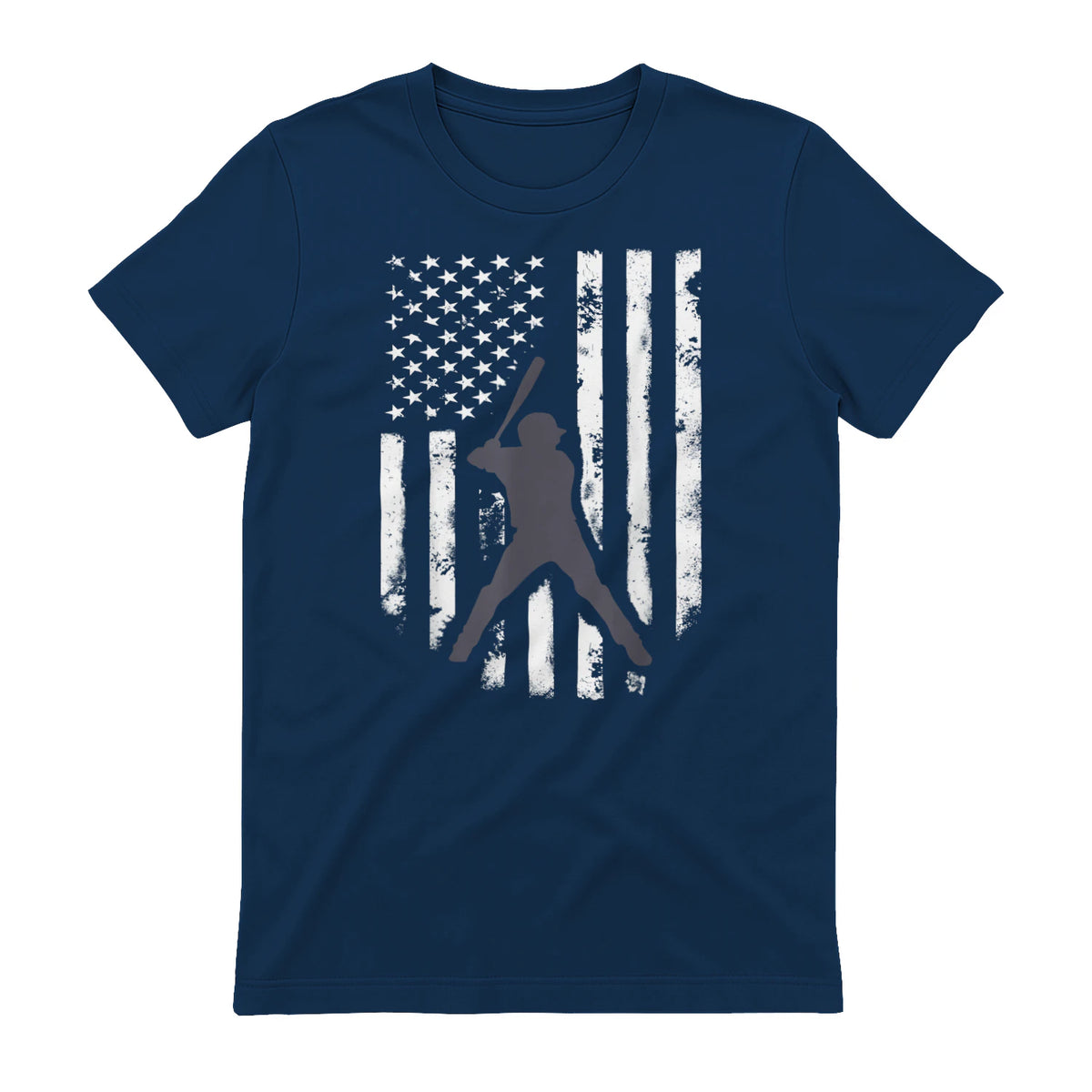 American Flag Baseball Shirt Cool Distressed Jersey Gift Tee T-Shirt in Navy - back view
