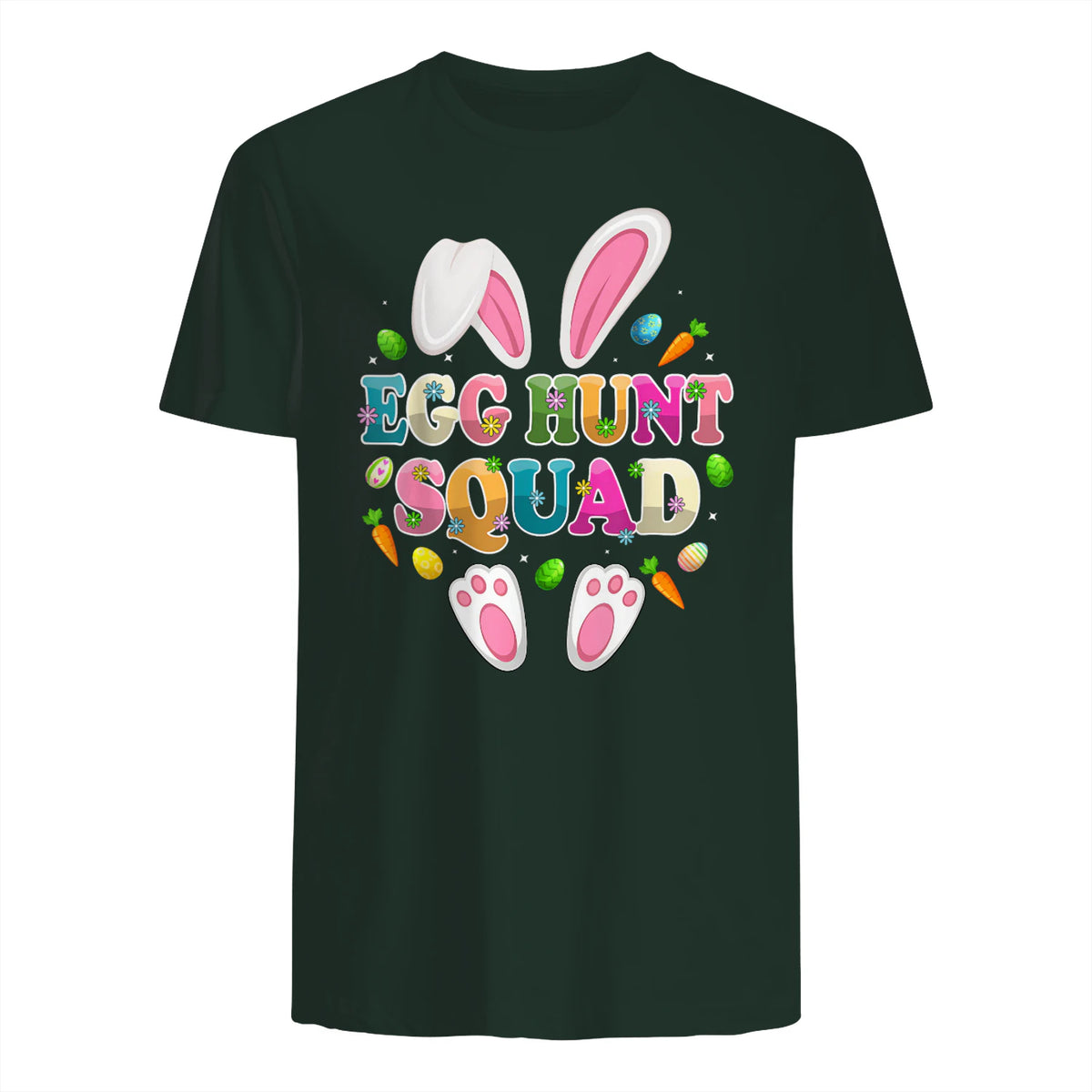 Egg Hunt Squad Bunny Happy Easter Day in Forest Green - back view