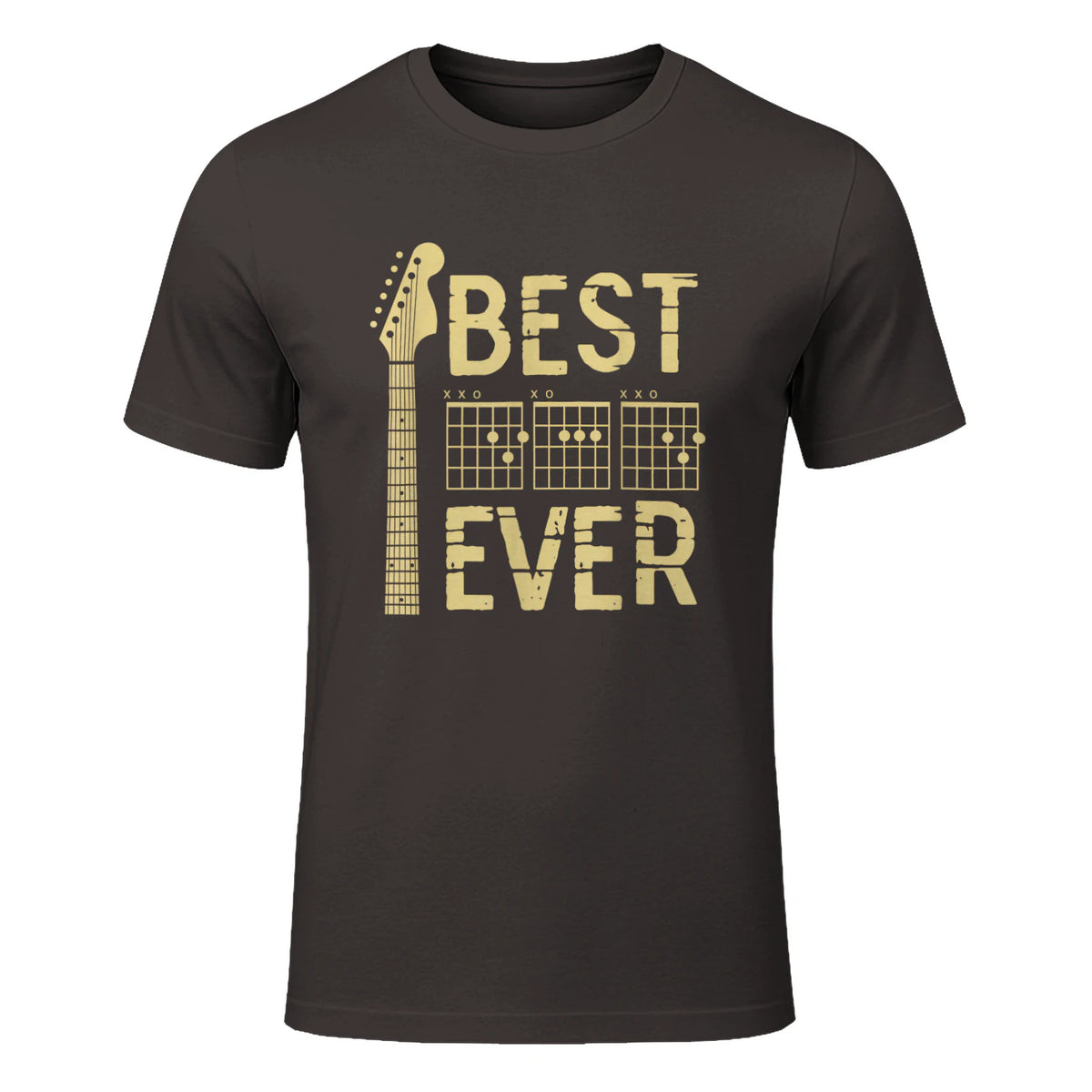 Best Dad Ever Guitar Chord T-Shirt in Dark Chocolate - front view