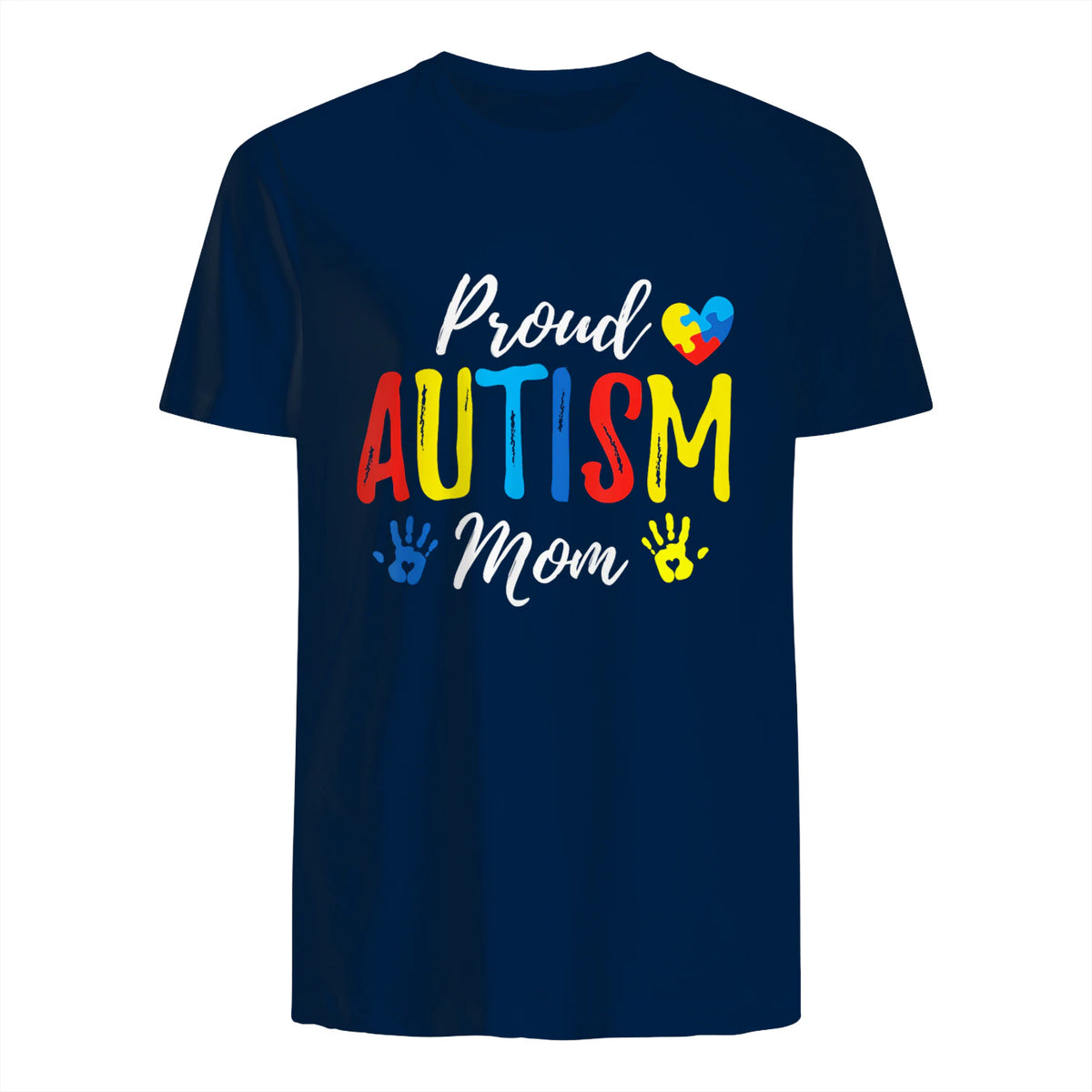 Proud Mom Autism Awareness Family Matching Shirt in Navy - back view