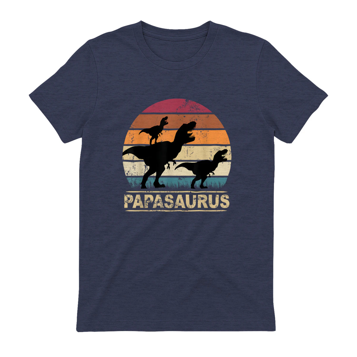 Papasaurus Dinosaurier Papa Tyrannosaurus Dino Doppelpack in Heather Navy - back view