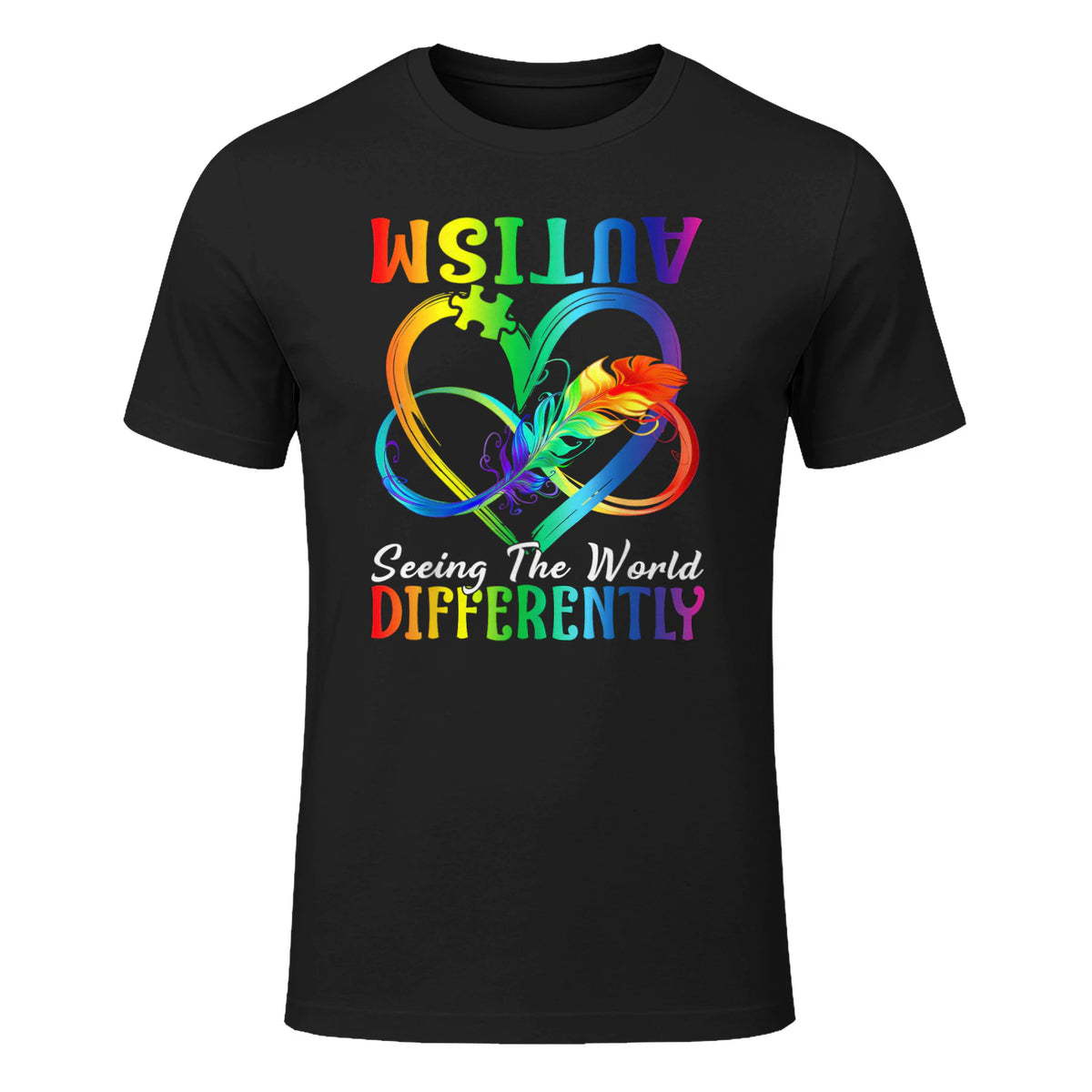 Seeing the World Differently Autism Awareness Infinity in Black - front view