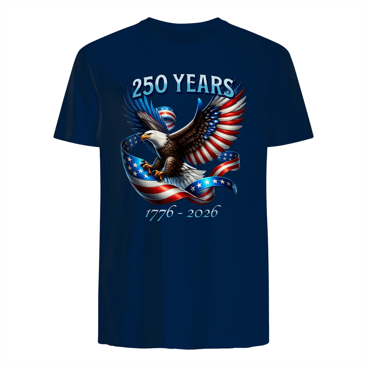 Patriotic Eagle and Flag Anniversary T-Shirt in Navy - back view