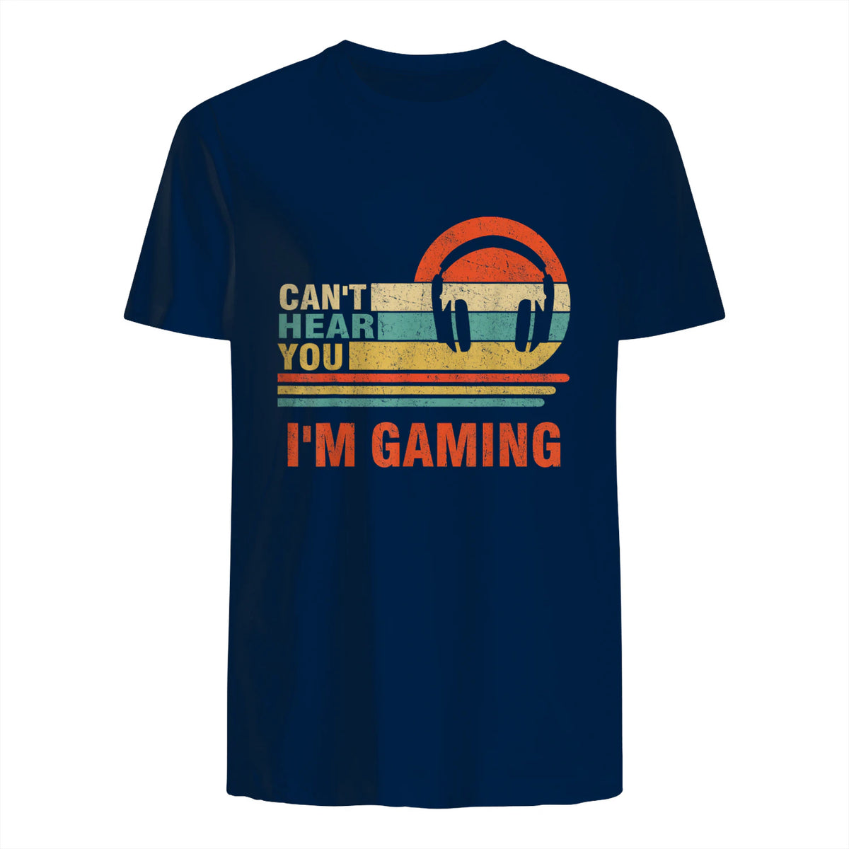 Funny Gamer Gift Headset Can't Hear You I'm Gaming in Navy - back view