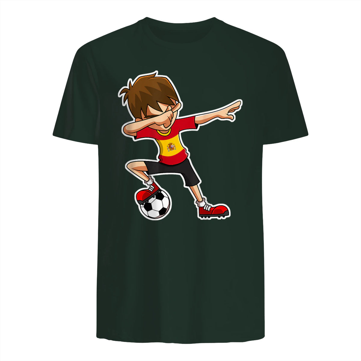 Dabbing Football Garçon Espagne Jersey, Espagnol Enfants Dab in Forest Green - back view