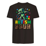 Autism Bruh Dab ASD Awareness Gamer Boys Kids Youth in Dark Chocolate - back view