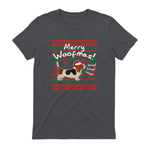Basset Hound Chemise de Noël Merry Woofmas Père Noël Chien in Charcoal - back view