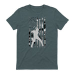 Baseball Player American Flag USA Camo Patriotic Graphic T-Shirt in Dark Heather - back view