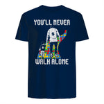 Vintage Father Son Family Autistic Kids Autism Awareness Dad in Navy - back view