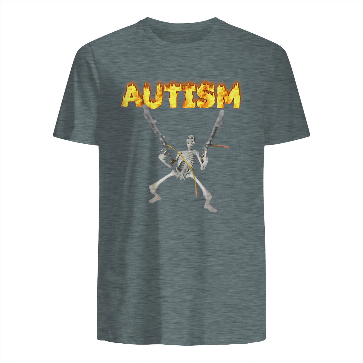 Autism Skeleton Meme in Dark Heather - back view
