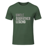 Funny Uncle Godparent Hero Message Uncle Godfather Legend For A Favorite Uncle Family Baptism T-Shirt - Black, Sm in Military Green - front view