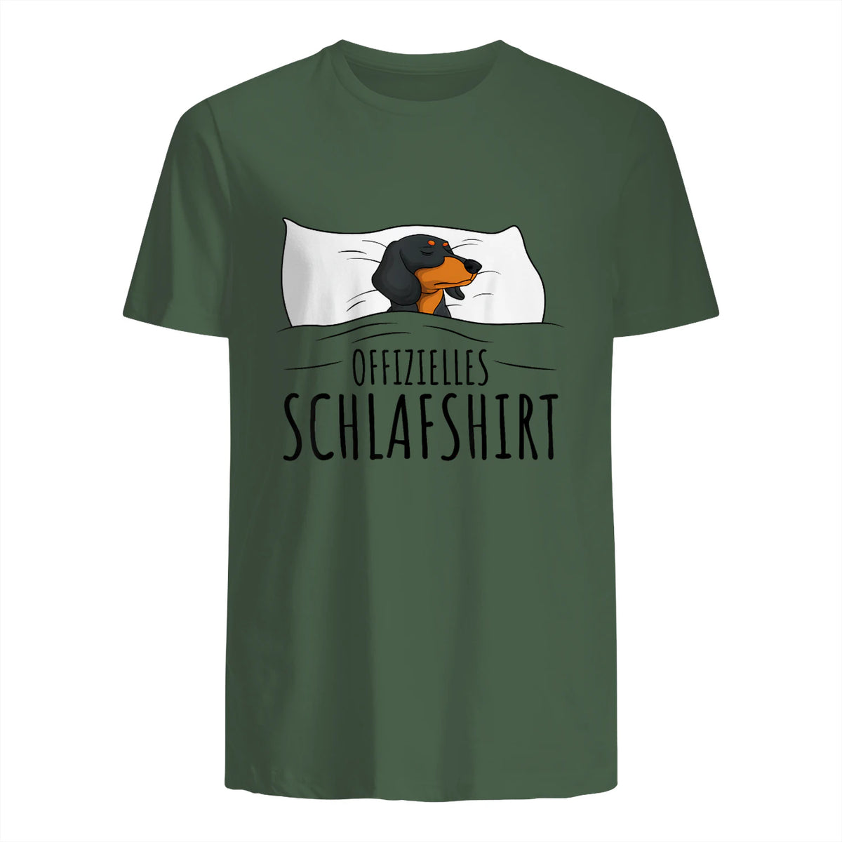 Offizielles Schlafshirt Schlafanzug Dackel Hund Geschenkidee in Military Green - back view