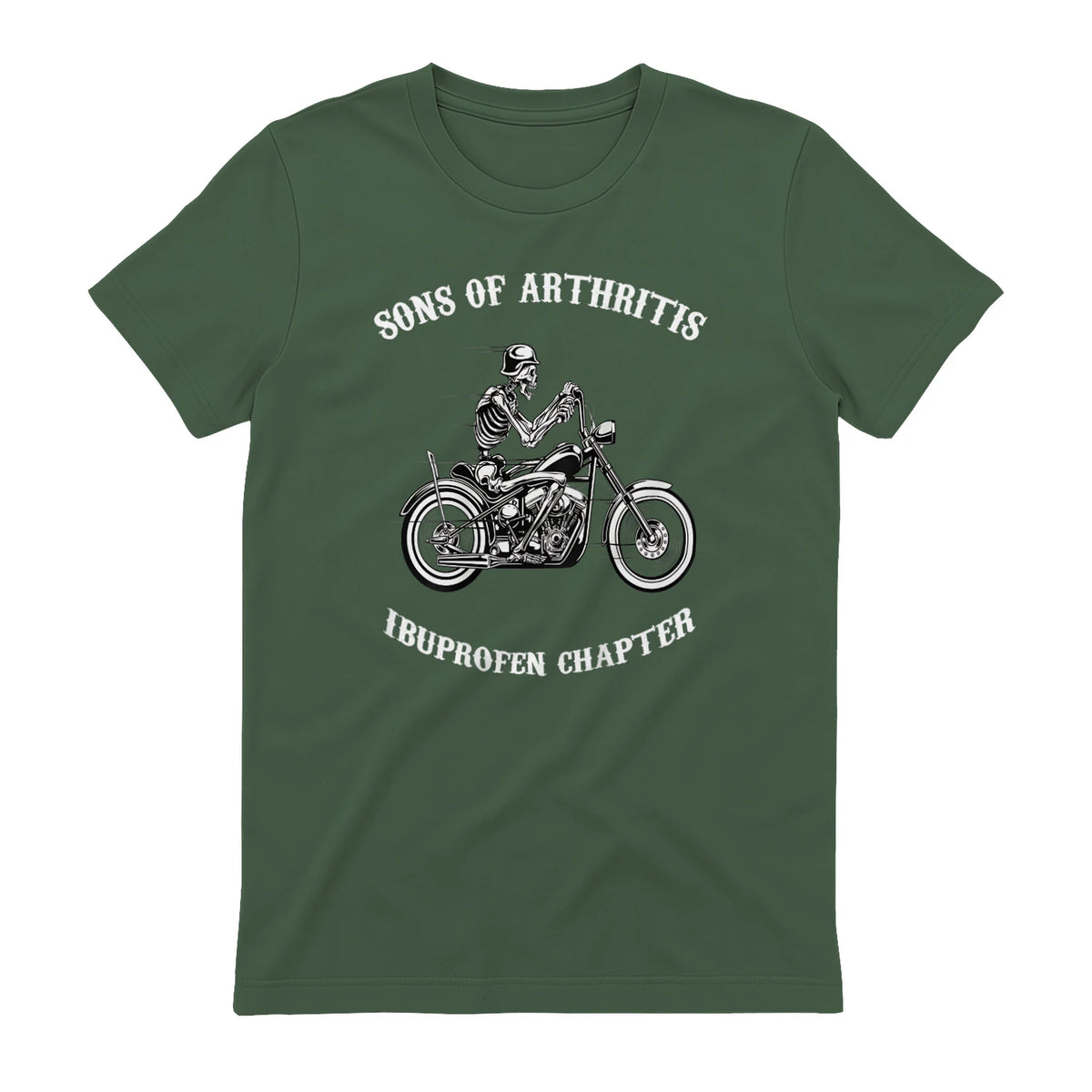Sprüchewerkstatt Sons mit Arthritis Ibuprofen Chapter Motorradfahrer für Herren, Schwarz, in Military Green - back view